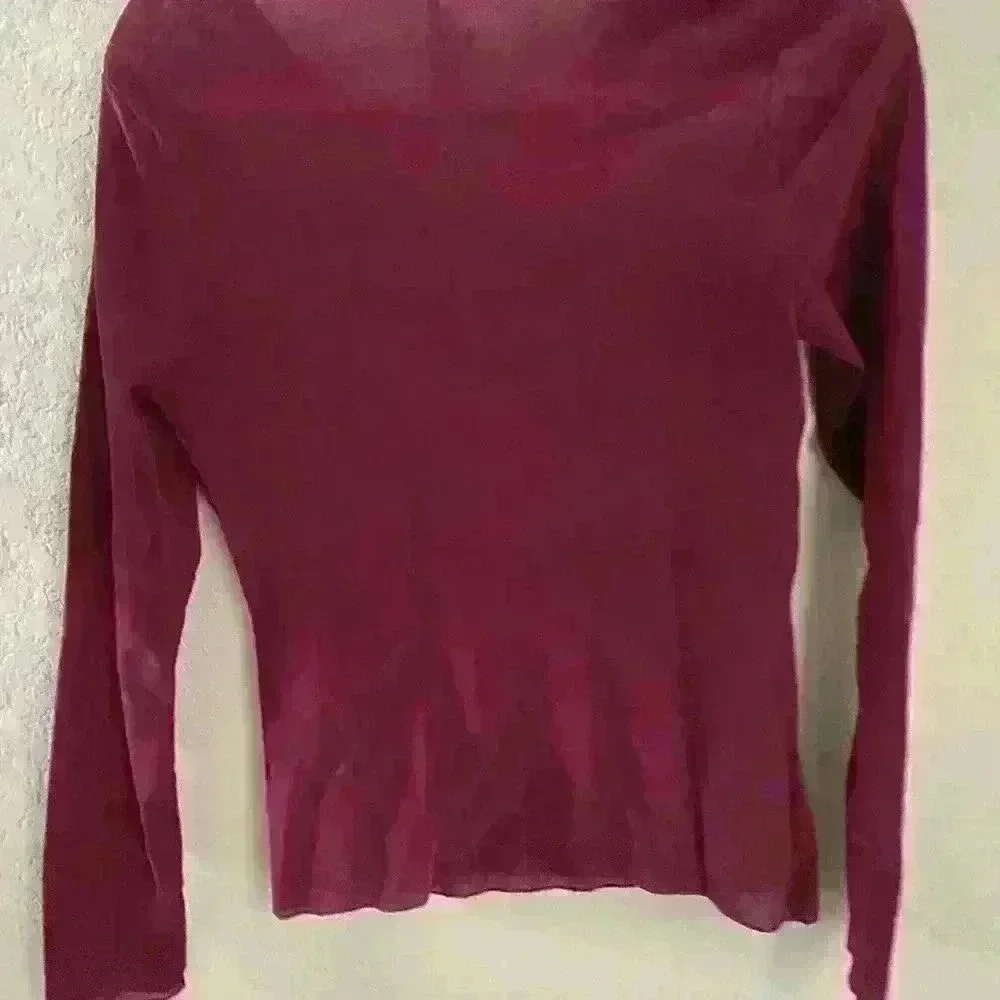 Free People Intimately Free Garnet Velvet/Mesh Long Sleeve Preppy Work Top Sz M